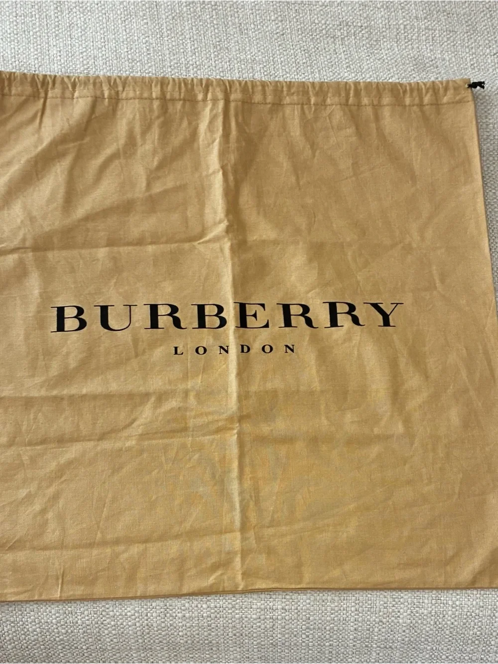 Burberry London EUC  Authentic Tan Bedding Dust Bag  with Logo @17” x17”